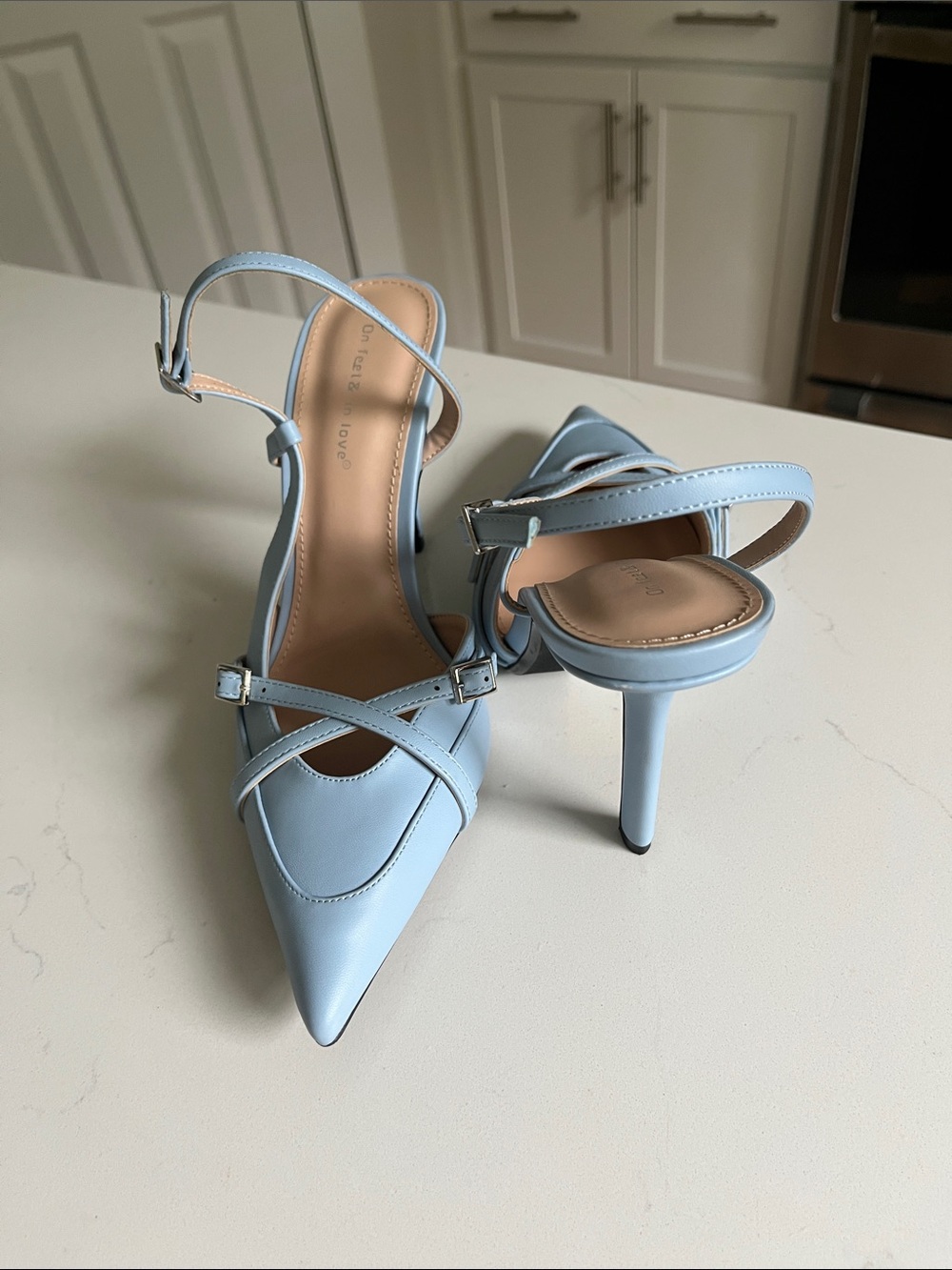 Light Blue Pointed-Toe Crisscross Stiletto Sandals
